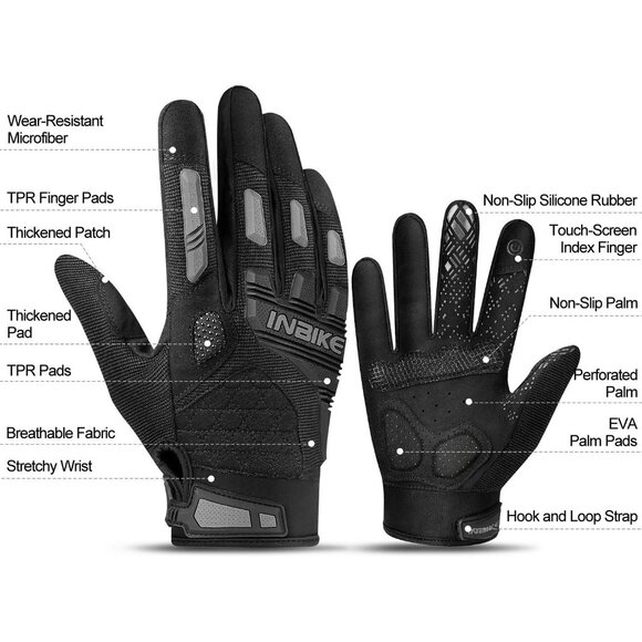 Inbike Men's Grey Wear Resistant Breathable Mtb Touchscreen Motorcycle Gloves - Picture 2 of 8